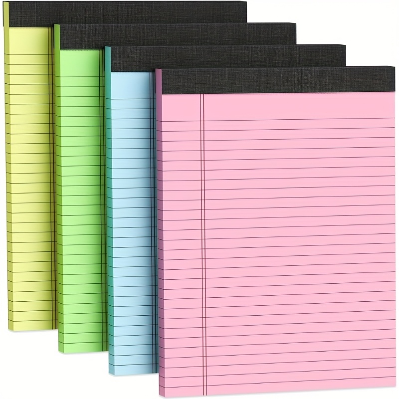 

Colored Pads 8.5 X 11, 4 Pack Pink 8- 11 Paper Tablets, Wide Ruled Colored Notebook Paper, Perforated Letter Size Legal Pads 8.5 X 11, , / Pad