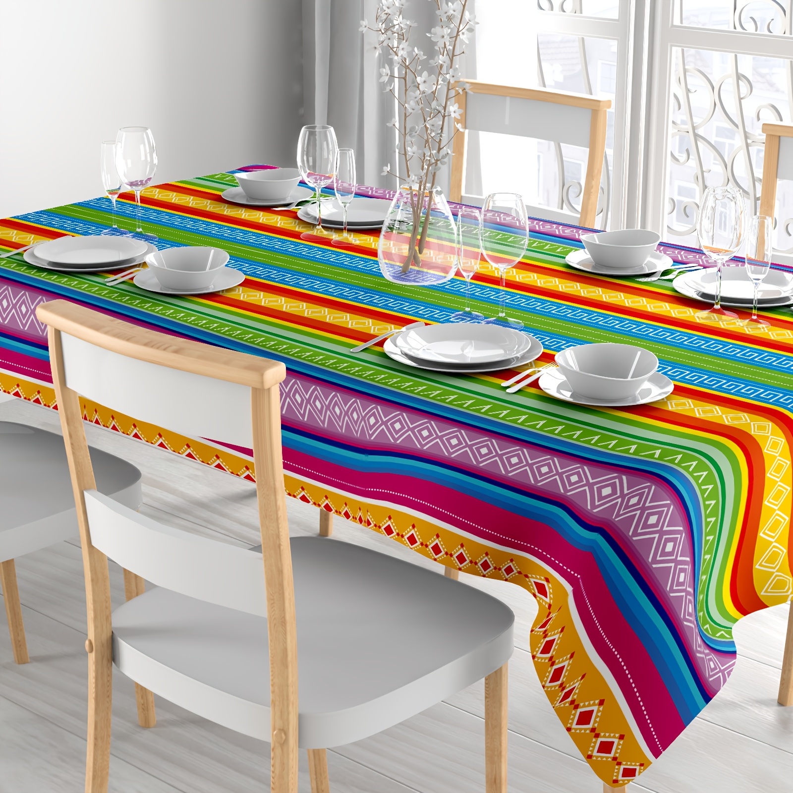 2 stück bunte gestreifte party tischdecken mexikanischen