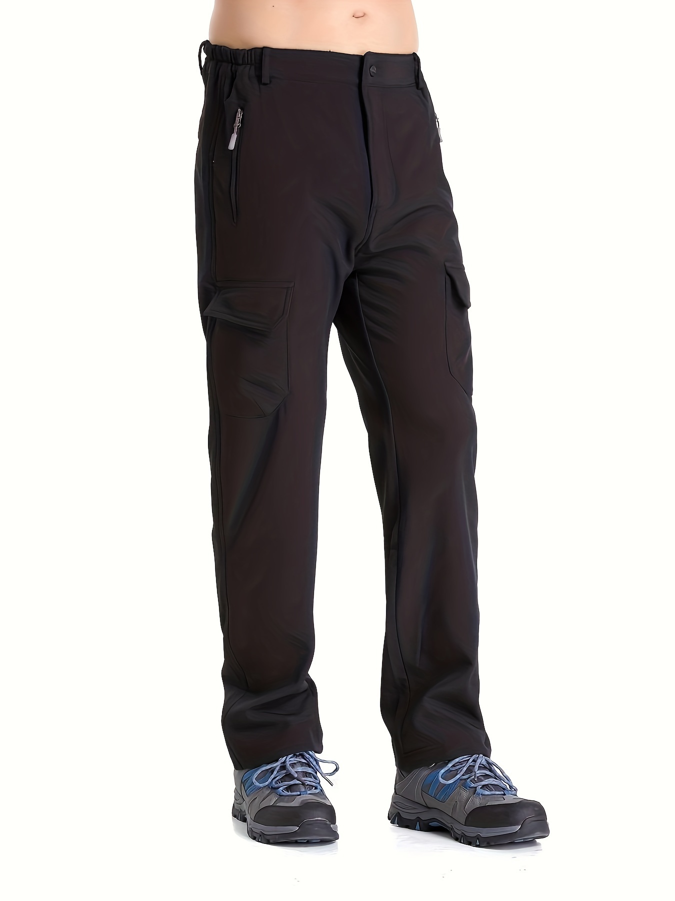 Pocket Men's Plush Thick Straight Leg Cargo Pants Windproof - Temu Canada