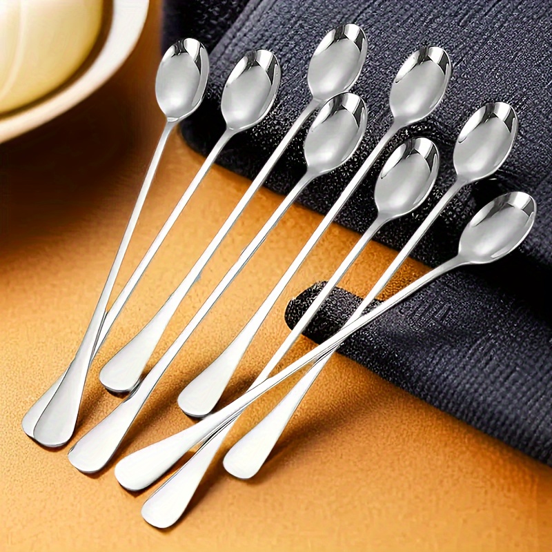 

6pcs Stainless Steel Long Handle Ice Tea Spoon, Coffee Spoon, Ice Cream Stirring Spoon, Dishwasher Safe, Kitchen Accessories, Tableware Set
