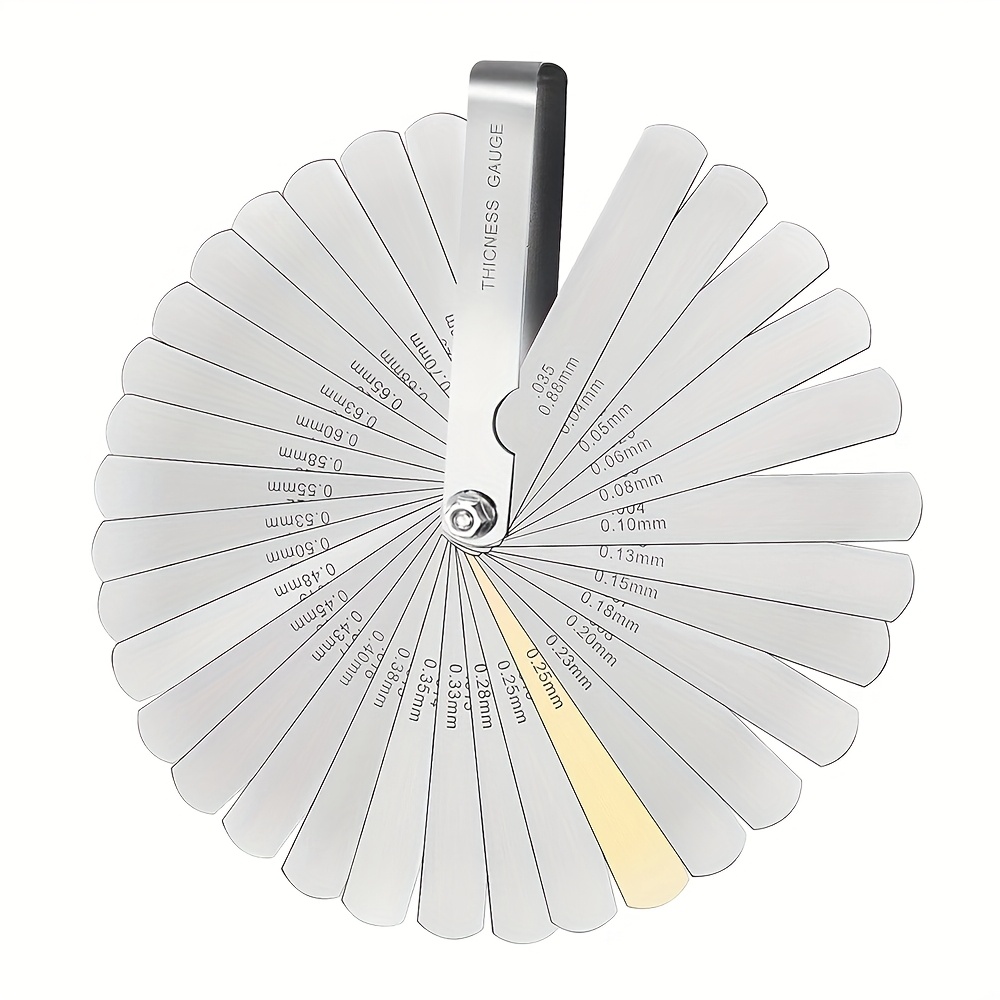 Image of 1pc Thickness Gauges, Stainless Steel, Engraved With Metric/imperial Double , 0.015-0.035in./0.04-0.88mm, Thickness Measurement Tool For In Electronic Instruments And Mold Making