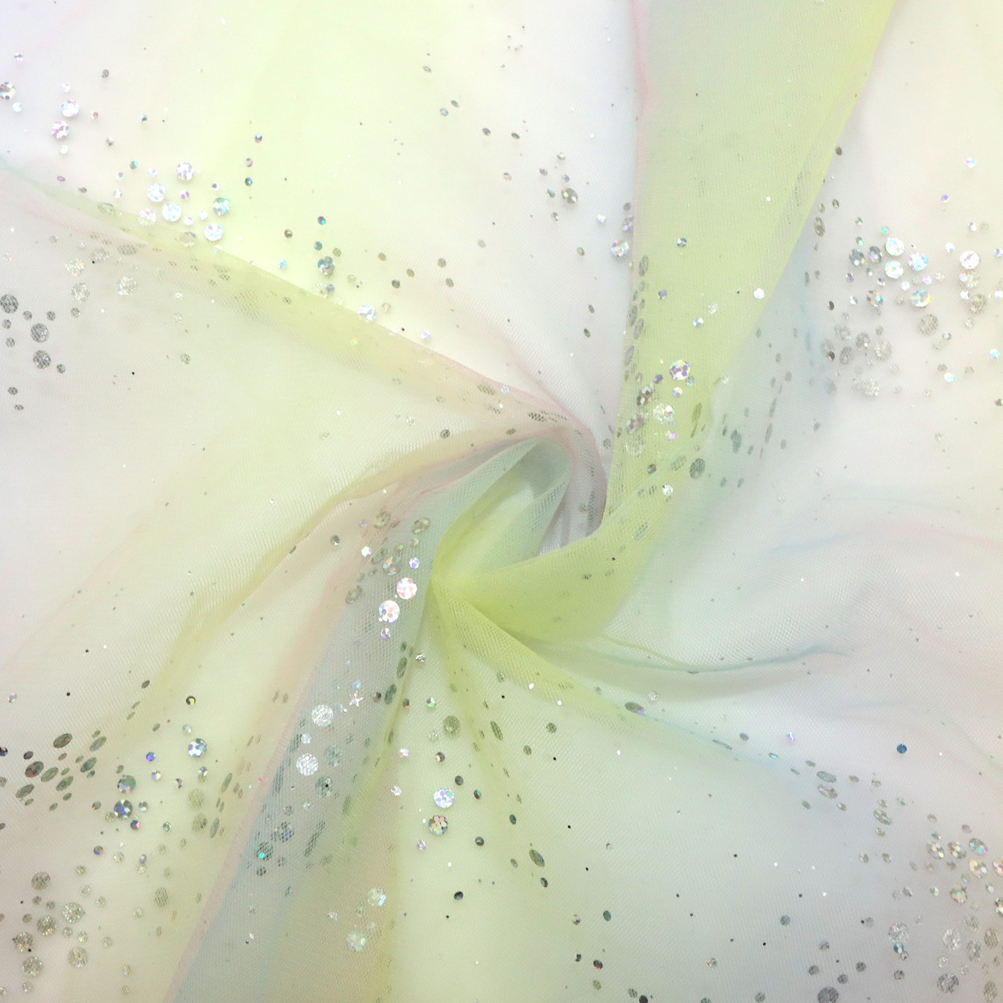 1pc Precut Gradient Color Mesh Gauze Tulle Fabric With Holographic Paillette, 59x19.68inch Ideal For Wedding Gowns, Floral Packaging, Quilting And Sewing, Backdrop Fabric