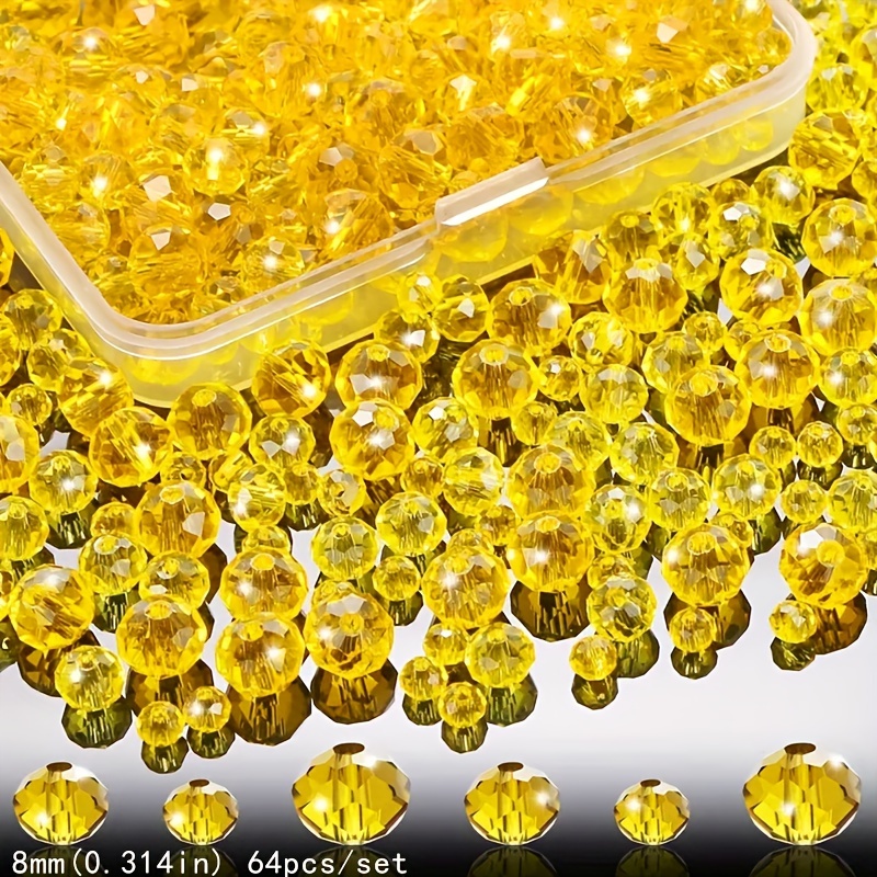 4/6/8mm High-quality Transparent Yellow Crystal Beads Glass Loose Beads Bracelet Spacer Beads Bracelet Earrings Necklace Pendants Suitable For Jewelry Crafts Additions