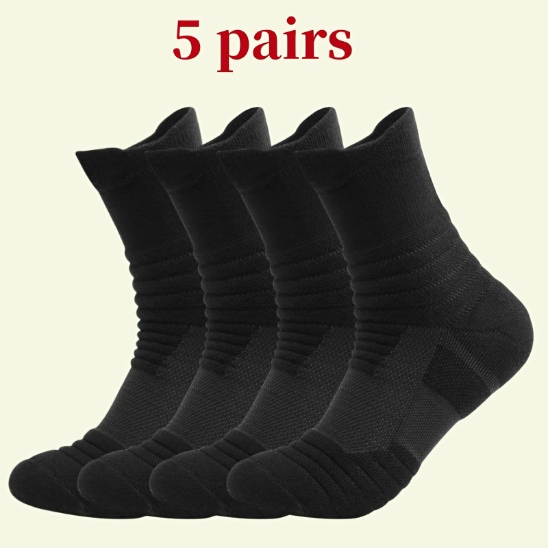 E-shop 5 Paare von Feuchtigkeitsabsorbierenden Marathon-Laufsocken für Outdoor-Sportarten, Wandern und Crew-Aktivitäten, schweißabweisend