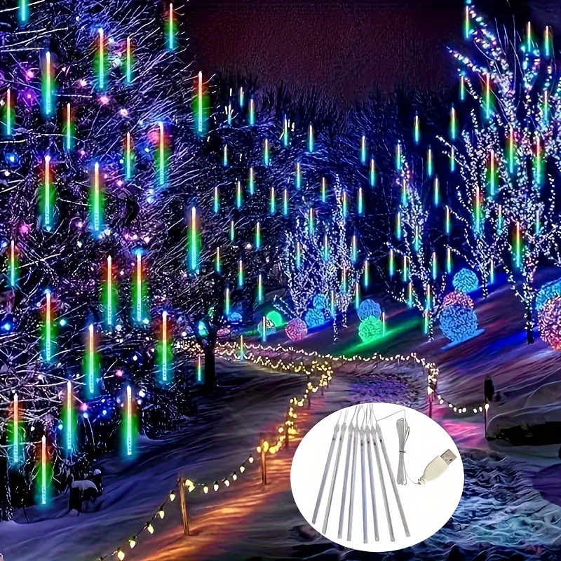 customer   usb christmas meteor shower lights outdoor garden lights 192pcs led thanksgiving christmas halloween wedding christmas tree decoration union lights details 8