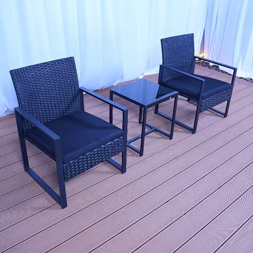 3lü bistro seti, 2 sandalye ve 1 güvenlik camlı üst tabla i̇çeren dış mekan veranda mobilyası konuşma seti, peluş minderler ile, arka bahçeniz i̇çin mükemmel