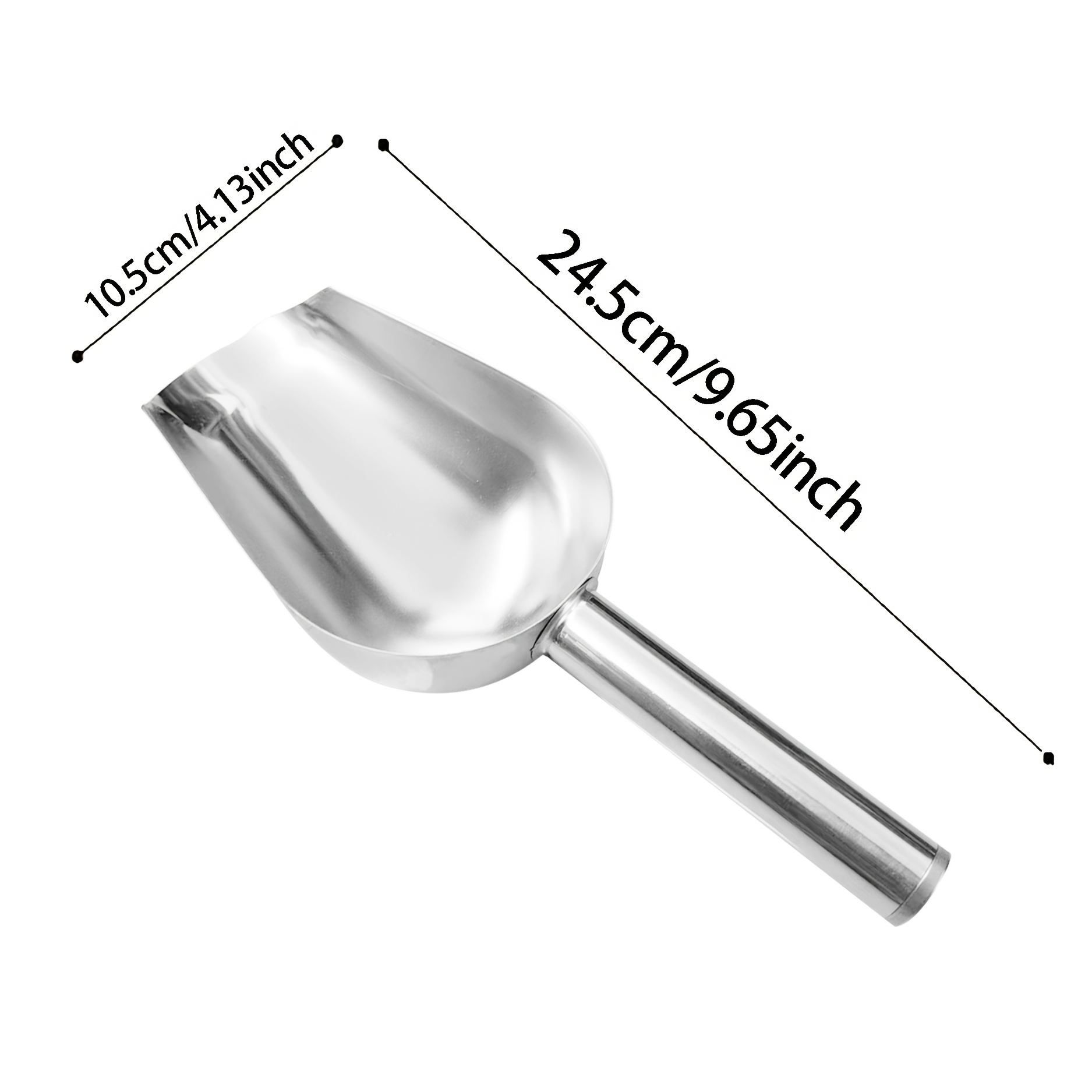 TEMU Pelle à Glace en Acier Inoxydable Robuste - Cuillère/Pelle Multifonction Épaisse et Durable avec Manche Ergonomique, Grande Pointe ou Pointue