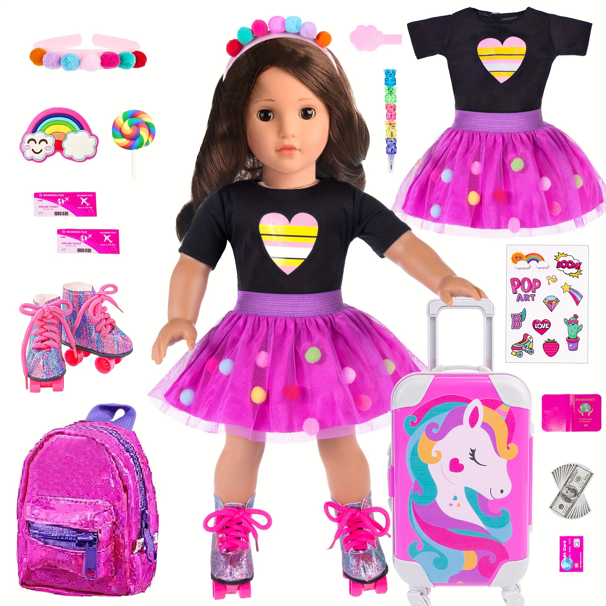 

Doll Clothes And Accessories Doll Set Purple Unicorn Set Including , , , Hairpin, (no Doll)