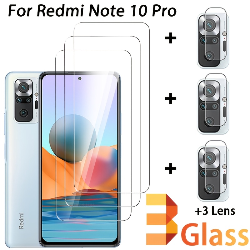 TEMU (3 3) For Redmi Note 10 Pro Full Cover Screen Protector For Redmi Note 10 Pro Tempered Glass For Redmi Note 10 Pro Lens Film