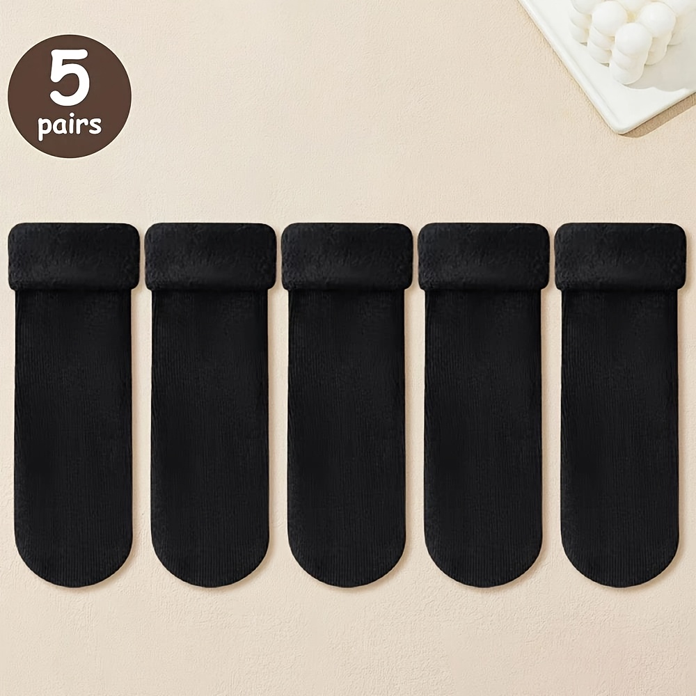 TEMU 5 Pairs Random Snow Socks For Women Autumn Winter Socks With Fuzzy Thickened Warm Sleeping Floor Stockings Women' Color Socks