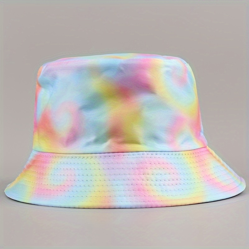 

Unisex Reversible Bucket Hat, Spiral Rainbow Tie-dye Design, Double-sided Wear Summer Cap, Breathable Cotton, Casual Outdoor Fashion Accessory