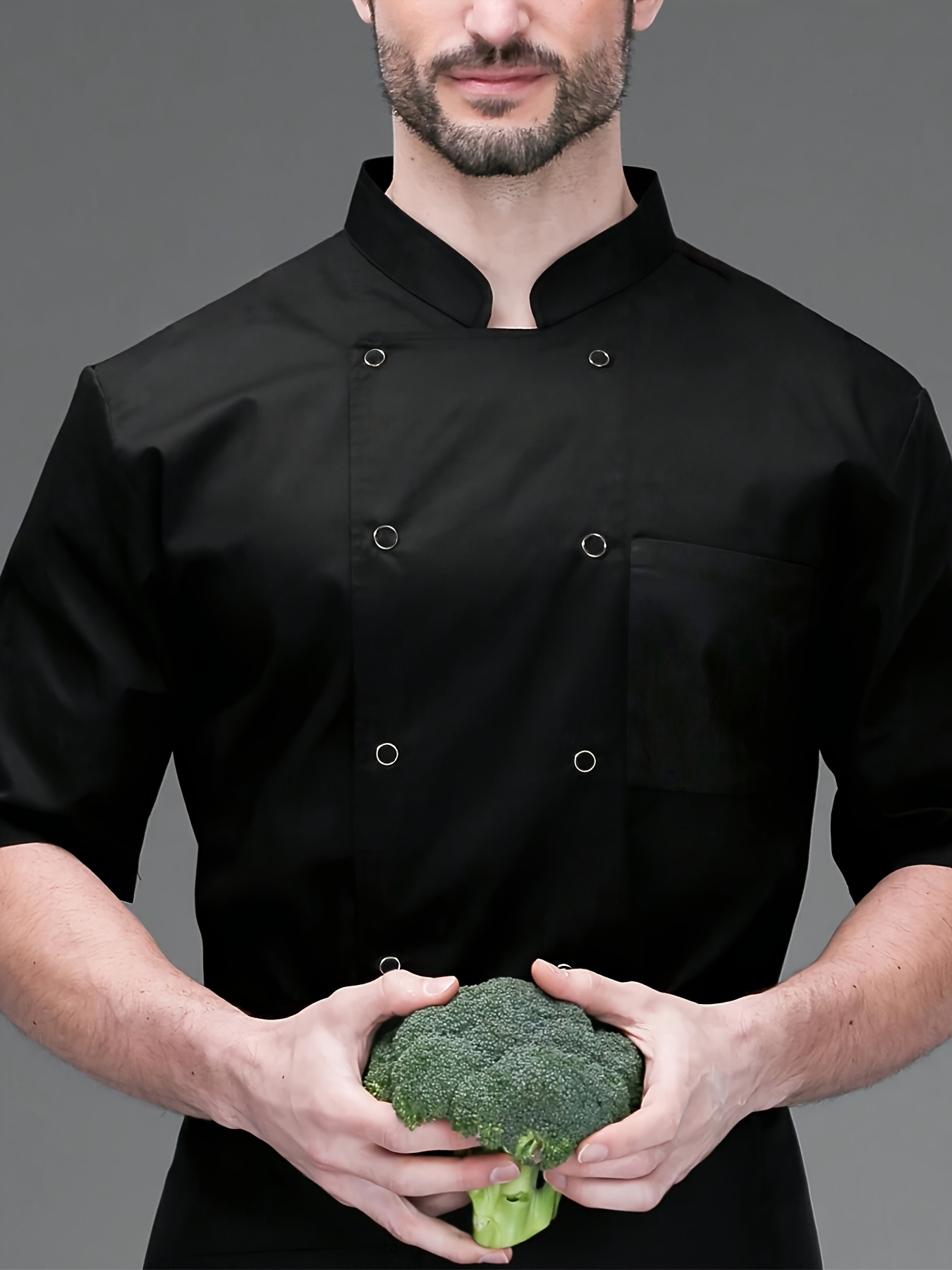 unisex chef jacket black short sleeve with double breasted five prong buttons   for restaurant baking apron not included restaurant chef jacket short sleeve jacket   closur black 0