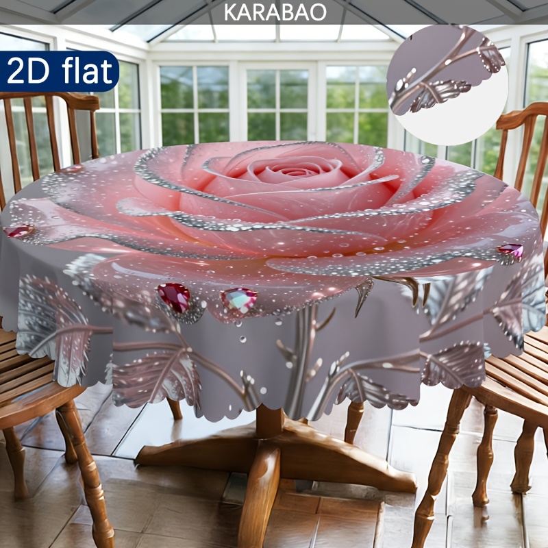 TEMU [Accessoires de cuisine et de maison] 1 pièce Nappe florale bohème vintage | Roses et papillons ondulés en de rêve, Style ferme,
