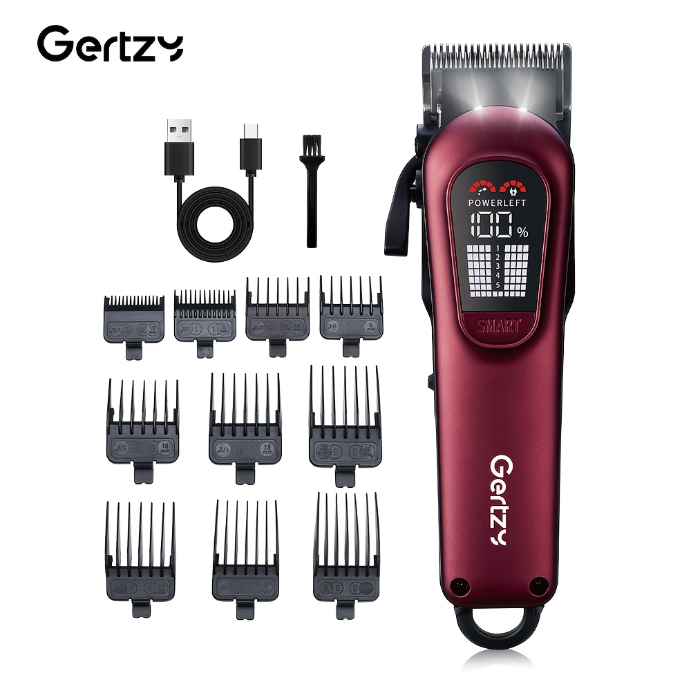Image of For Professional Haircuts! Electric Hair Clipper, Electric Shaver, Digital Display, Lighting Design, Multi Limit Comb Suitable For Hairstyles, Usb Fast Charging, For Home And Professional Hair Styling