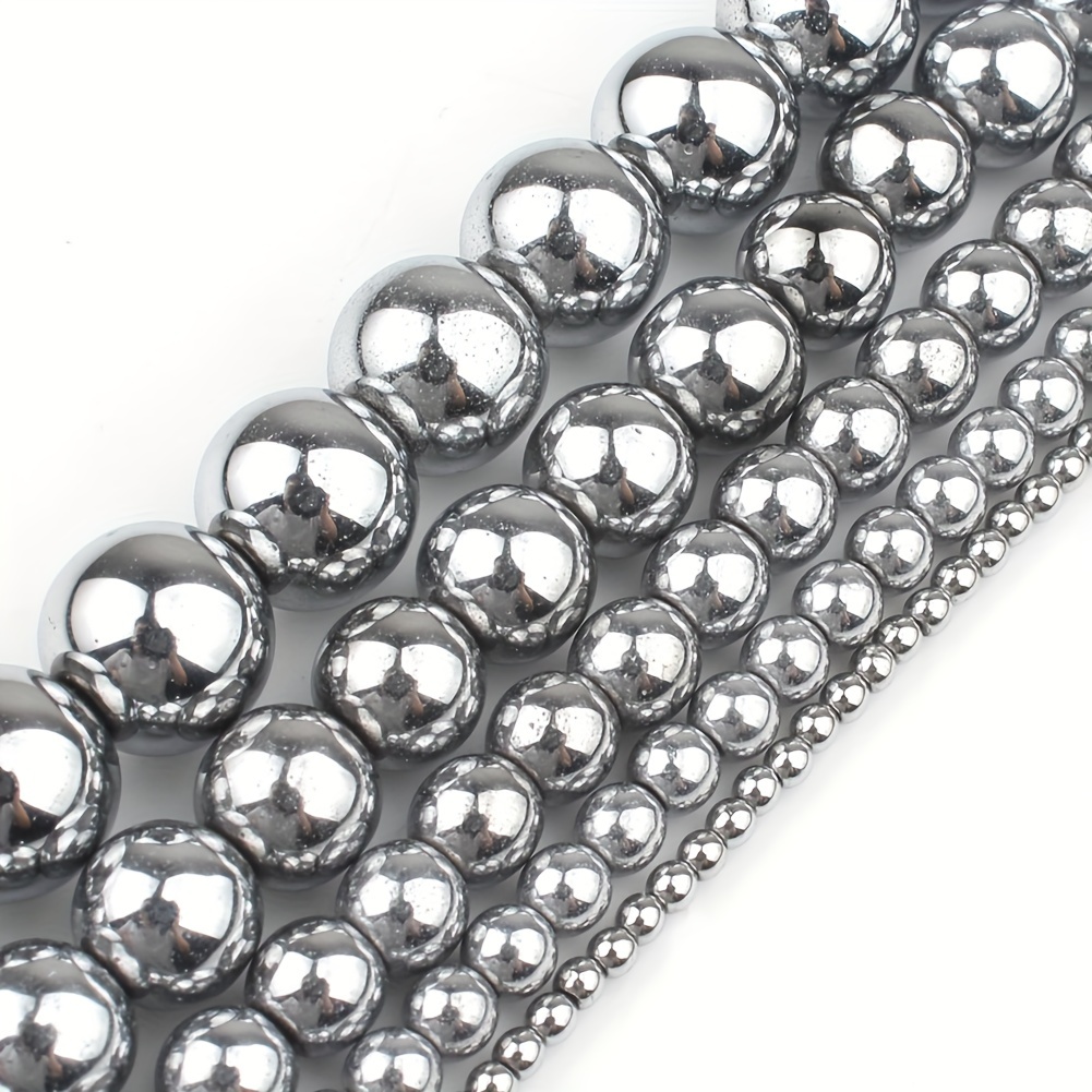 

Hematite Beads 30-170pcs Set - Natural Silvery-grey Round Spacer Beads For Making, Ideal For Bracelets & Necklaces, , Gift