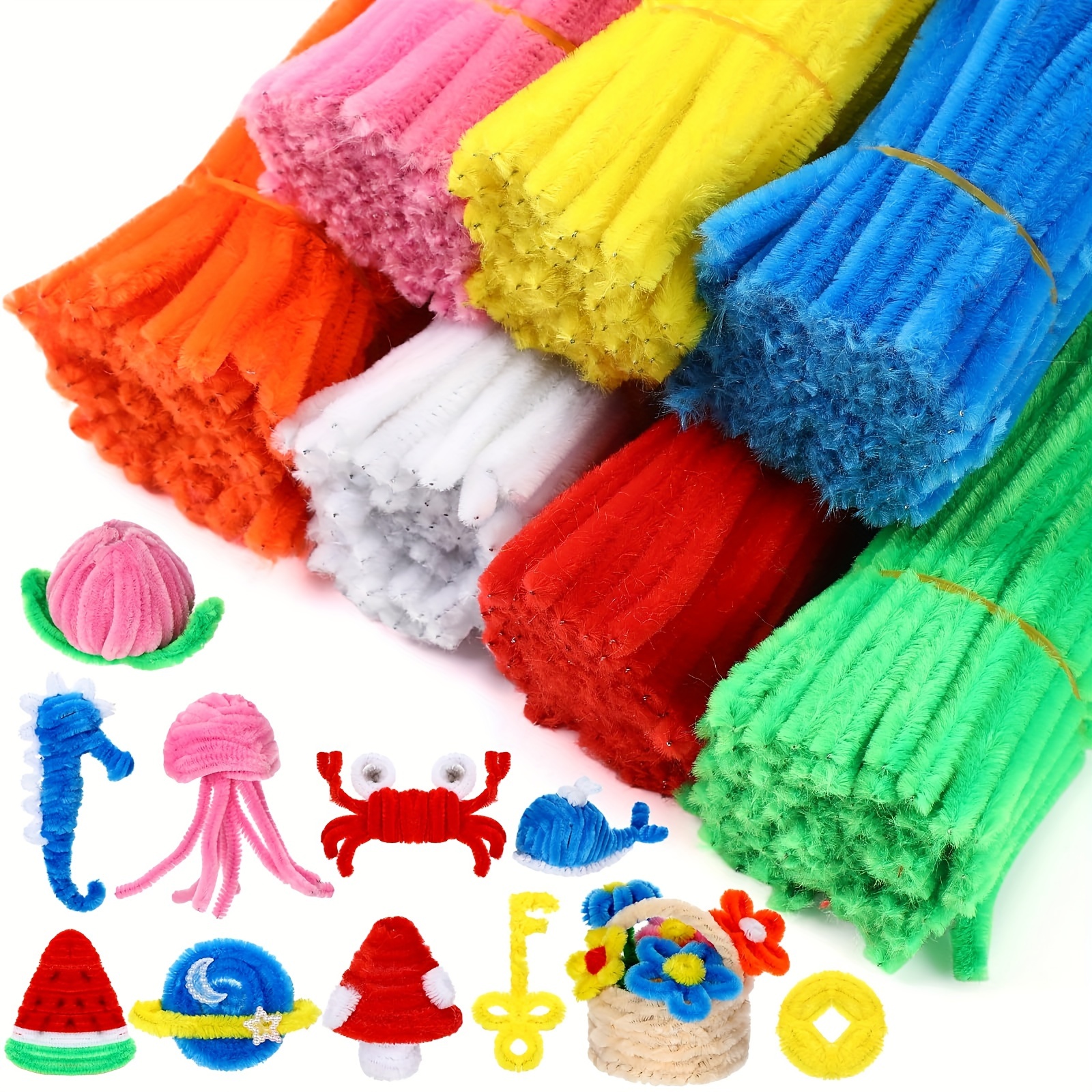 

700 PCS Pastel Pipe Cleaners : Tiges chenille pour les travaux manuels créatifs, 12 pouces en vrac, assortiment de bâtonnets duveteux en 7 couleurs (néon vif et macaron)