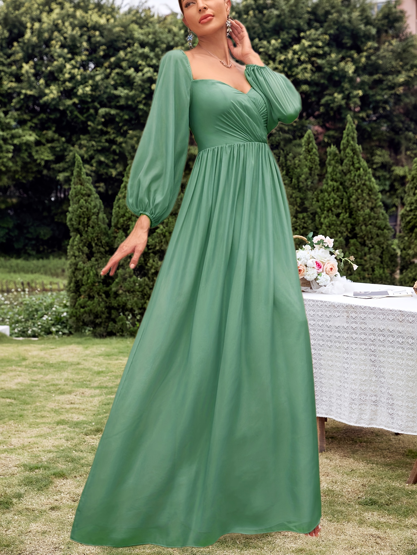chinese dress ladies Sequins Diamond Collar Slit Party Evening Maxi Dress