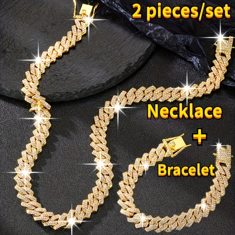 Y2K Cuban Link Chain Necklace Set