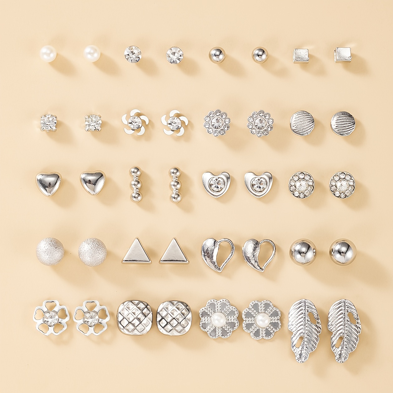 

A Set Of 20 Pairs Of Stylish And Silvery Golden -shaped Multiple- Ladies' Set, A Jewelry That Worn .