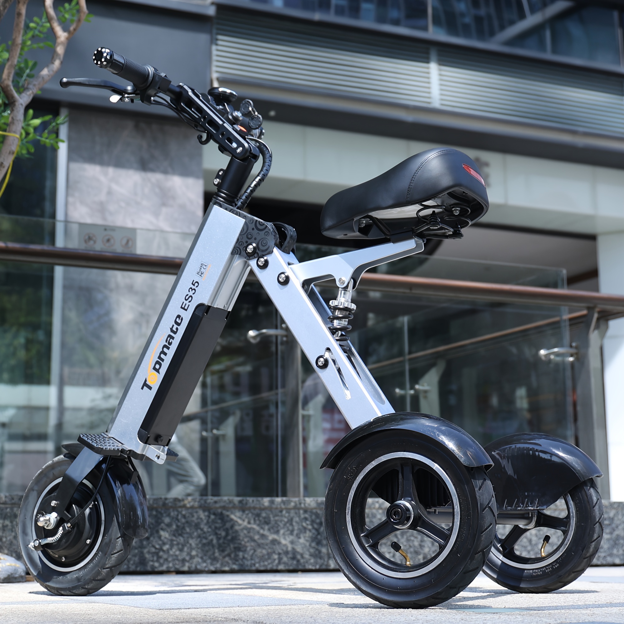 Topmate ES35 Elektrisch Fiets, 25.4 cm Opvouwbaar Driewieler met Volwassenen Zadel, Uitgerust met Afneembare 36V 7.8AH Accu, Drie Snelheden Verstelbaar, Achteruitrijfunctie en Knopschakelaar