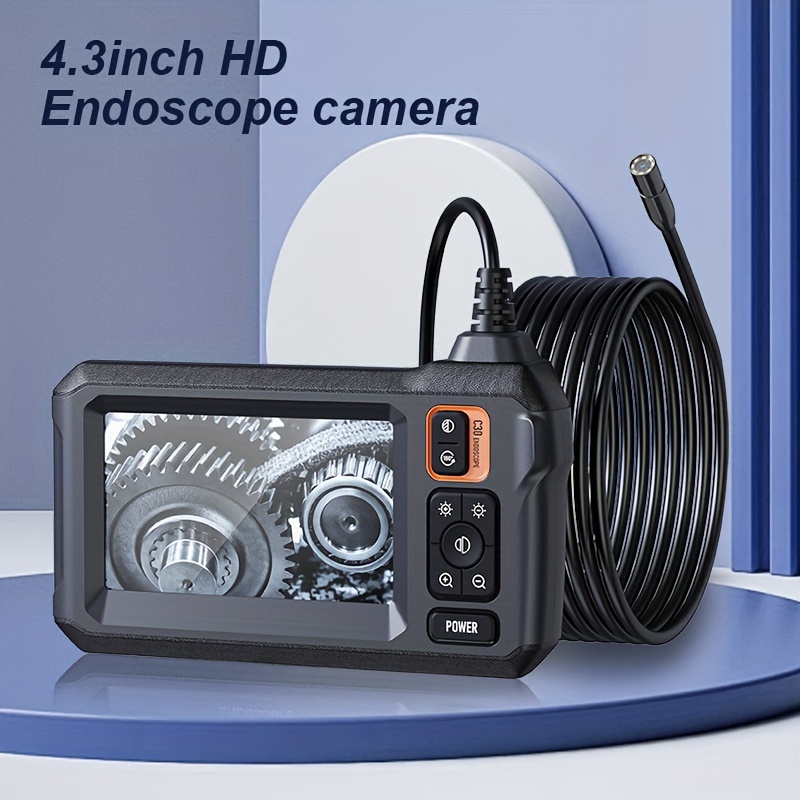 1pc industrial borescope 8mm hd digital borescope inspection camera 4 3 inch ips lcd screen snake camera with 8 led lights car repair auxiliary inspection sewer inspection auxiliary 0