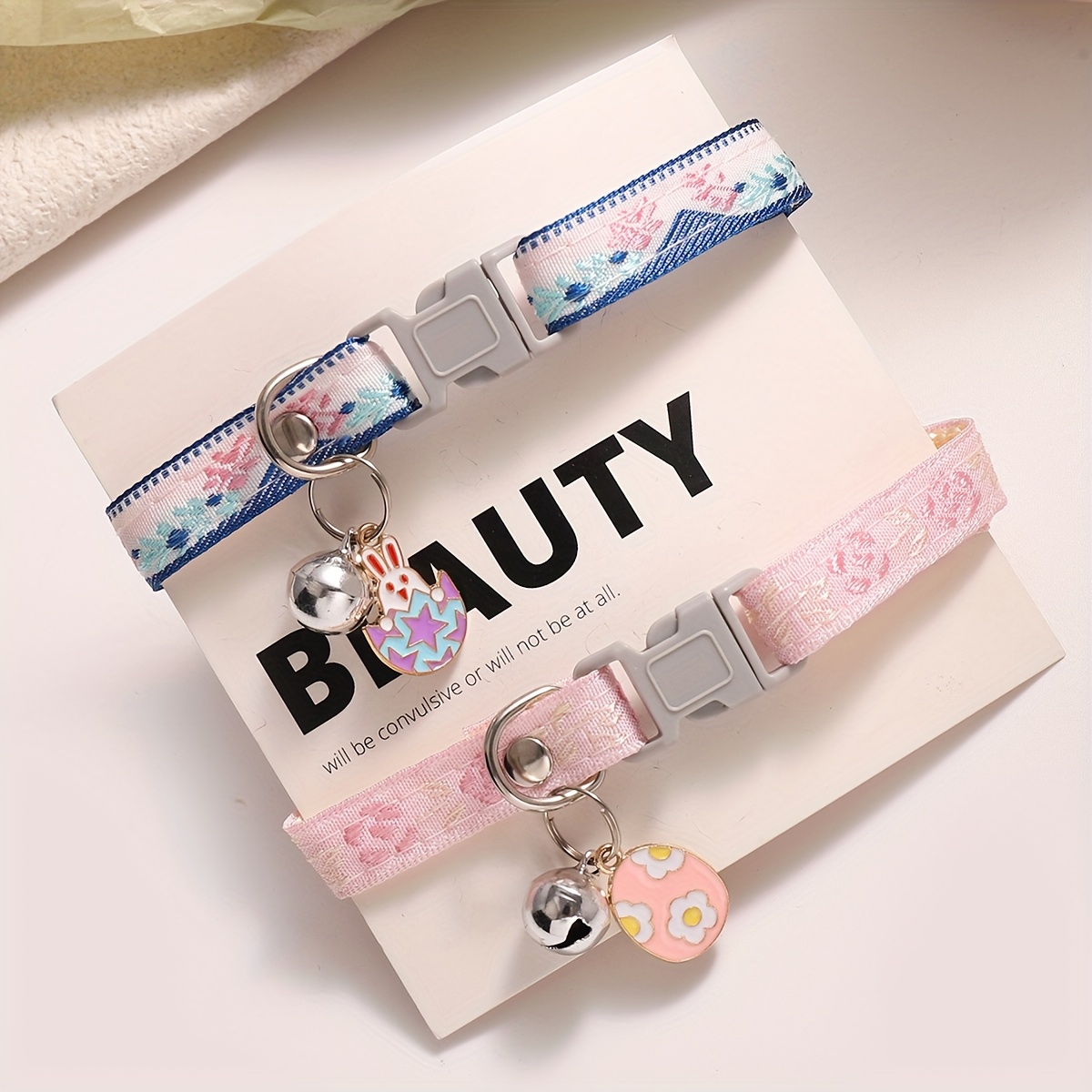 TEMU 2pcs/set Retro Style Jacquard Cat/dog Collar, Adjustable Star & Colorful Beach Small Pet Necklace, Perfect For Pet Birthday, Wear