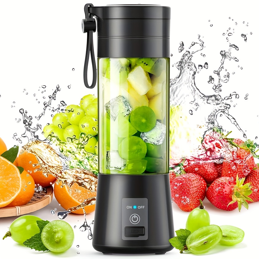 

Usb Rechargeable Mini Blender With 6-, 380ml Food-grade Stainless Steel & Pp, Easy , Smoothies, Shakes, And Juices – Ideal For Home, Office, And Travel, Blenders For Kitchen