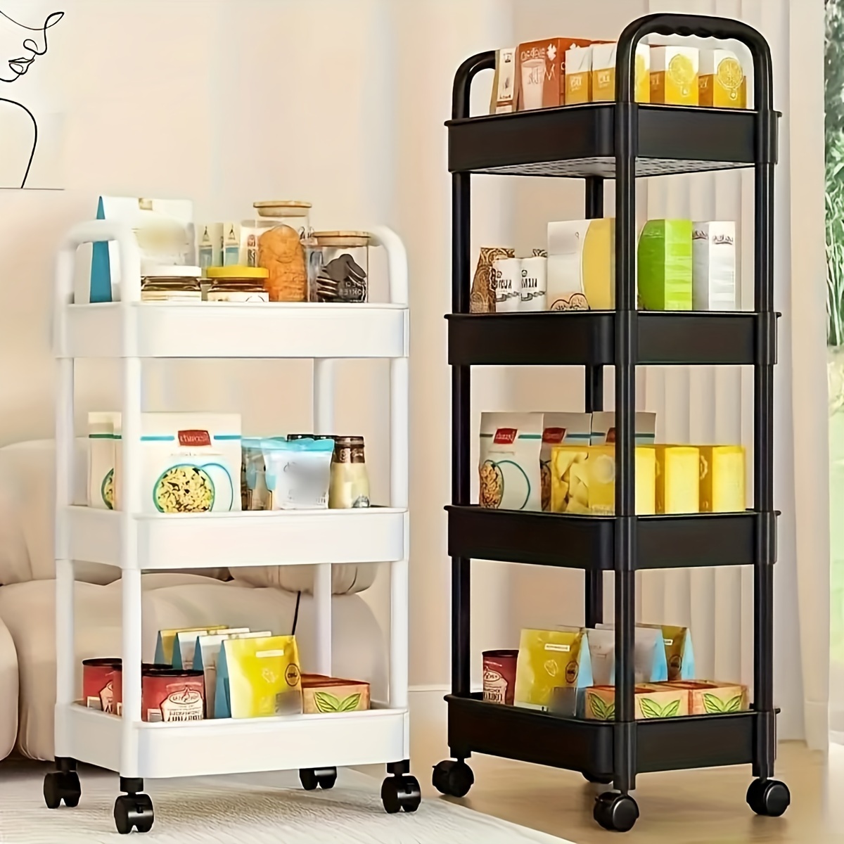 versatile rolling storage cart multi tier organizer for bedroom   room portable with wheels for   ideal for snacks books more details 8