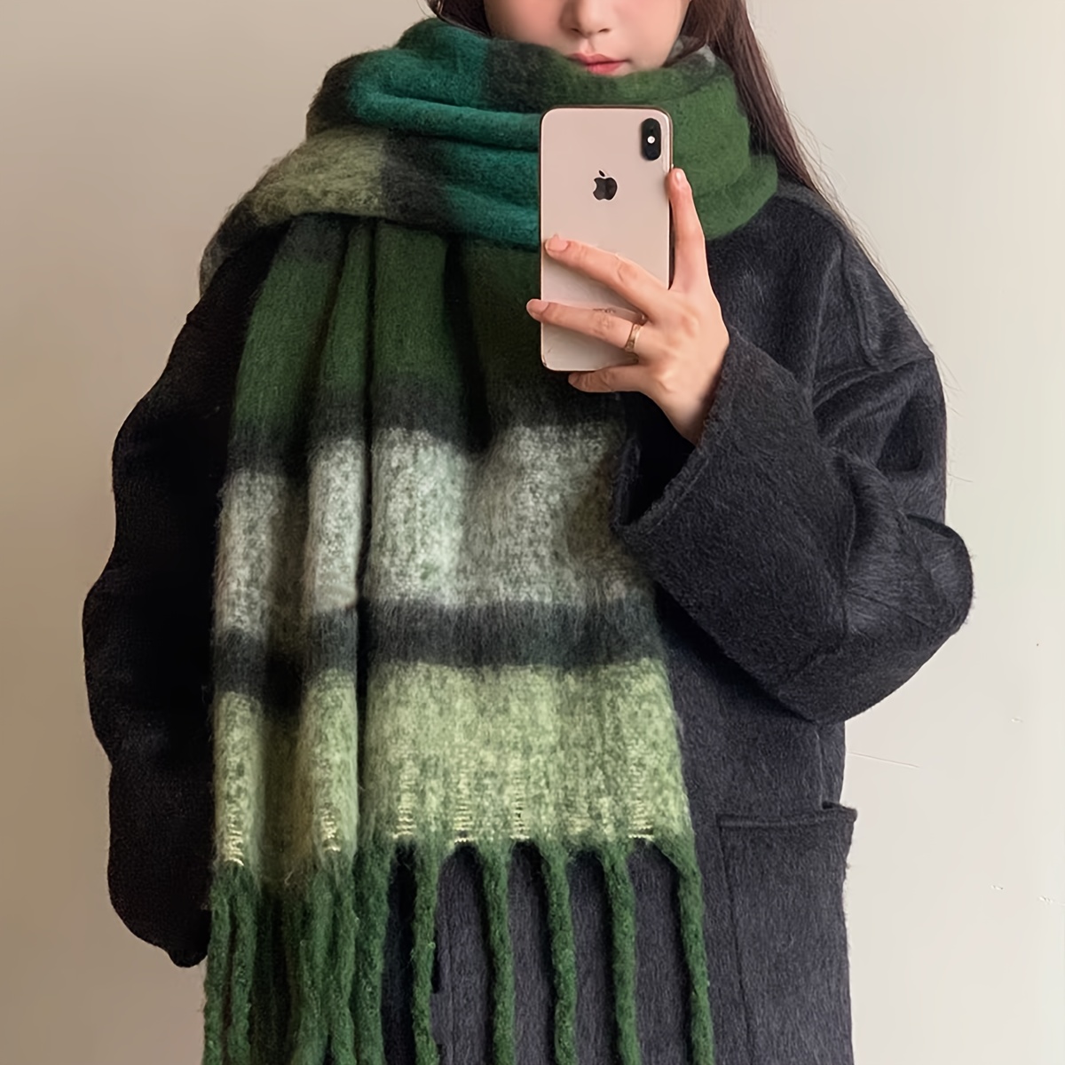 Image of A New Winter Style Of Fringed Scarf With A High-, Long And Thick, Warm And Cold-proof Neck