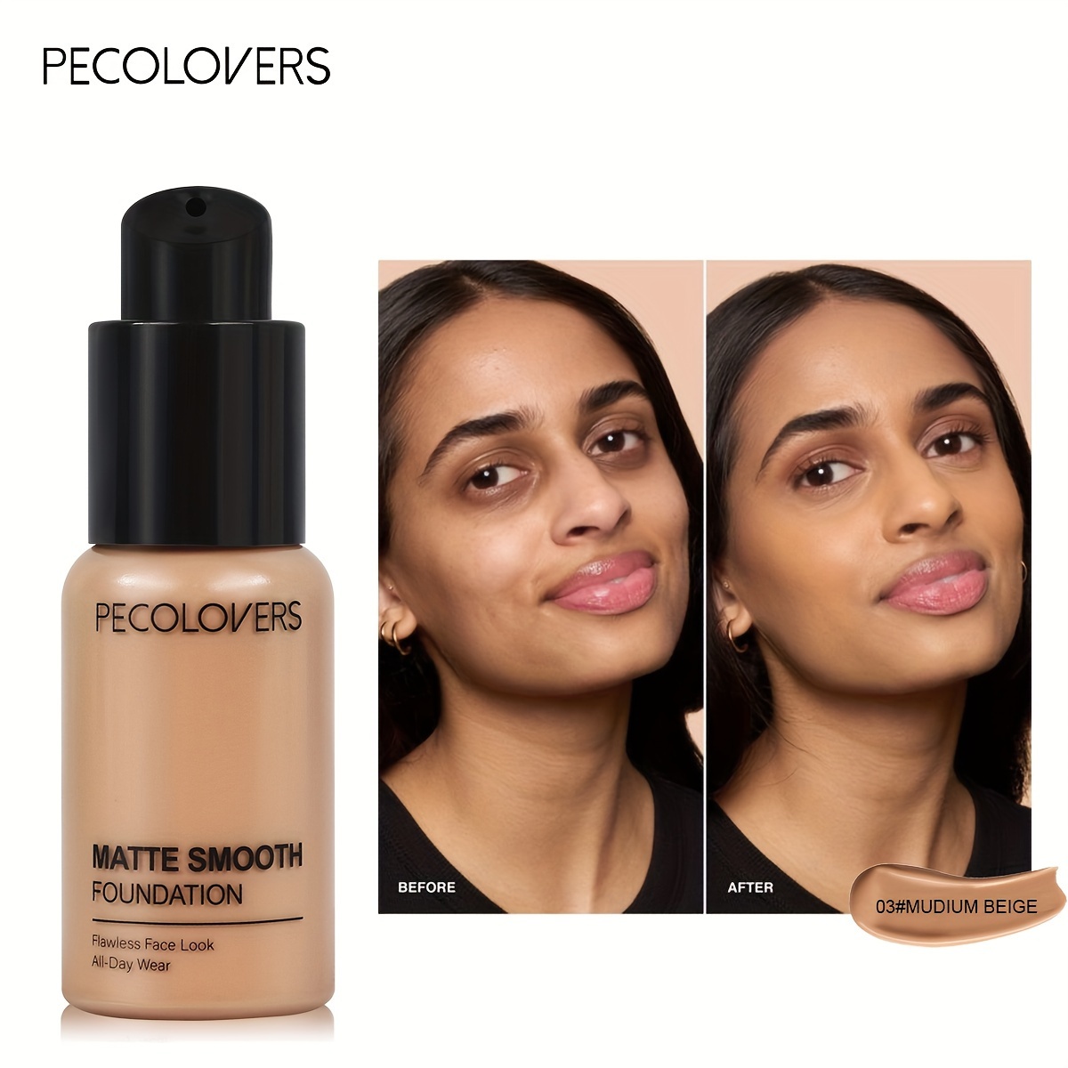 High Coverage Matte Liquid Concealer - PECOLOVERS, Waterproof, Oil Control, Moisturizing, Long-Lasting Face Makeup in Multiple Shades