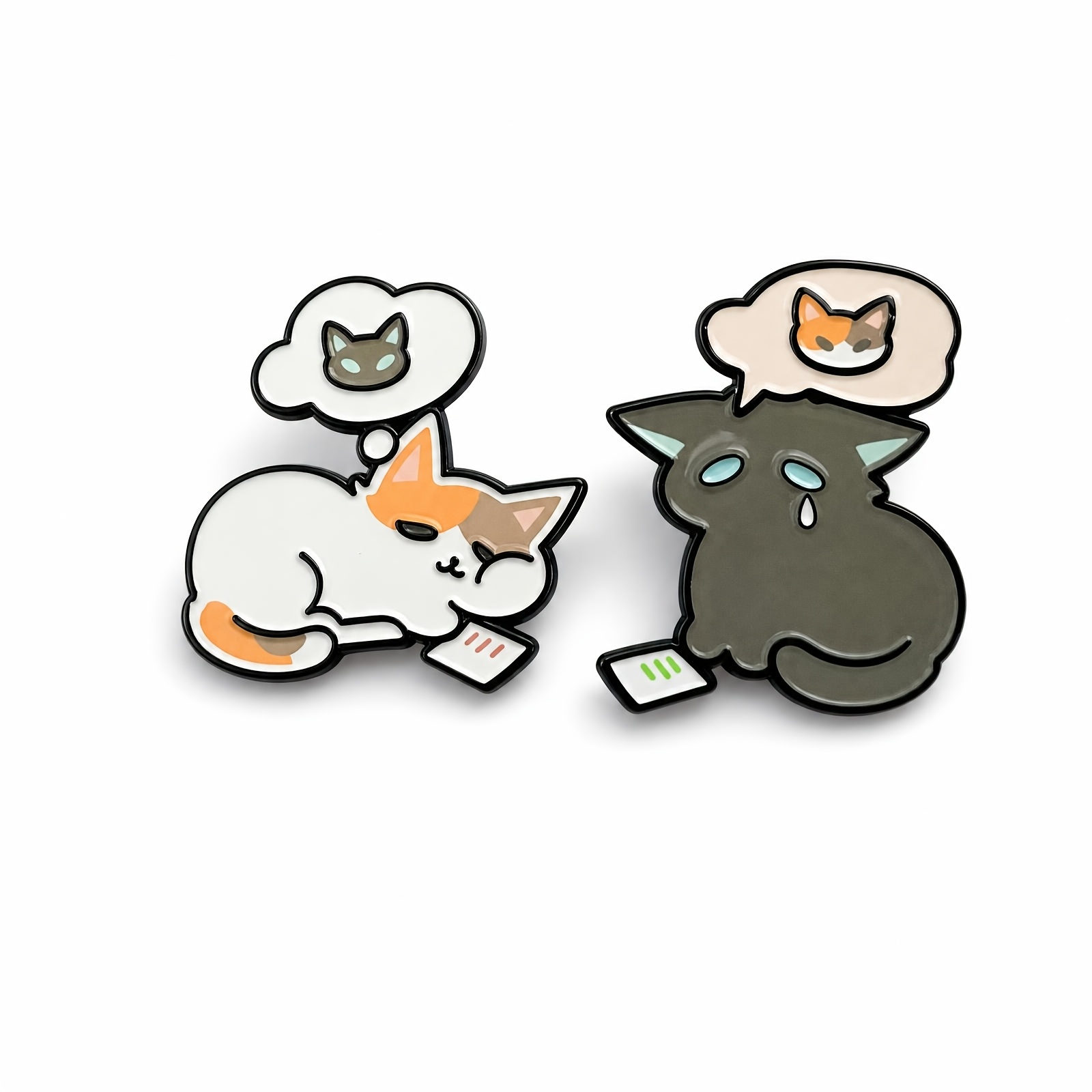 TEMU 2pcs/set Cat Couple Enamel Pin Color Blocking Fashion Lover Decorative Badge Ornaments Lapel Bag Badges Christmas Gifts