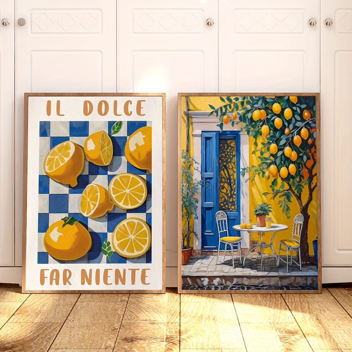 E-shop 2er-Set Rahmenlose Leinwandposter, Vintage Kunst, Italienische Landschaft, Zitronenbaumdruck, Wandkunst Leinwandgemälde, Schlafzimmer Wohnzimmer