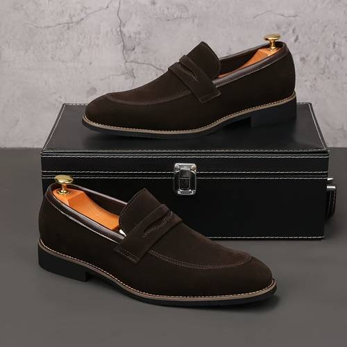 mens slip on loafers frosted fabric upper elastic sides for decorative strap with metallic durable rubber sole versatile dress for business casual parties valentines day fathers day gift slip resistant party footwear synthetic fabric lining stylish men