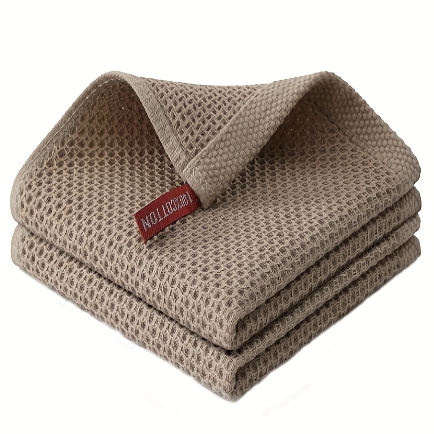 Cotton - Set Of 2, 12in*12in Cleaning Cloths, Waffle Weave Ultra-absorbent Soft Cleaning Cloths, Suitable For Kitchen Dishwashing, Wiping Cups, Drying Utensils, Reusable Cleaning Cloths