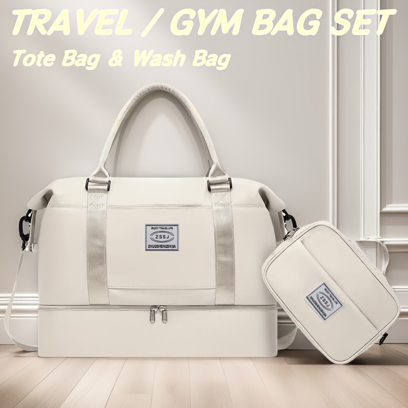 Juego de Bolsas de Viaje de Nailon, Gran Capacidad, De Moda, con Compartimiento para Zapatos, para Hombres, Mujeres, Playa, Casual, Fin de Semana, Compras, Regalo