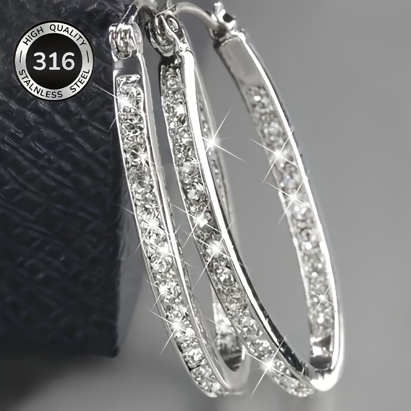 TEMU A Pair Of Steel, Minimalist, Large Hoop Earrings, Stylish And Elegant, Perfect For Women' , And Suitable For Wearing At Banquets And On Holidays