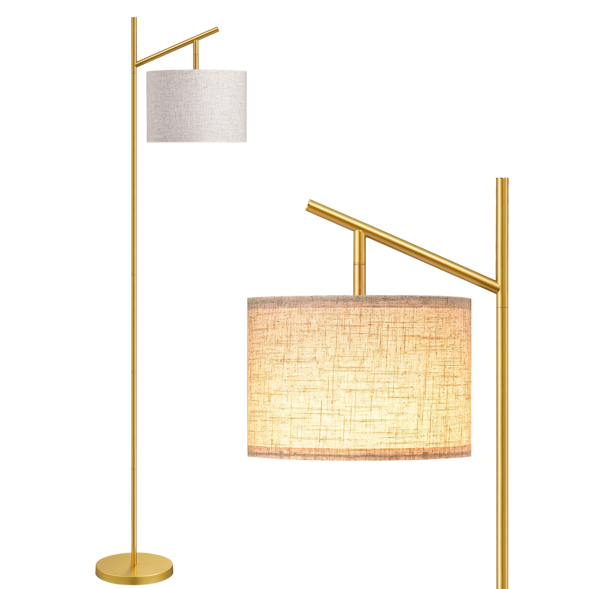 TEMU Floor Lamps For Living Room, Metal Standing Lamp With Foot Switch For Bedroom, Office, Decor, Lighting, Golden
