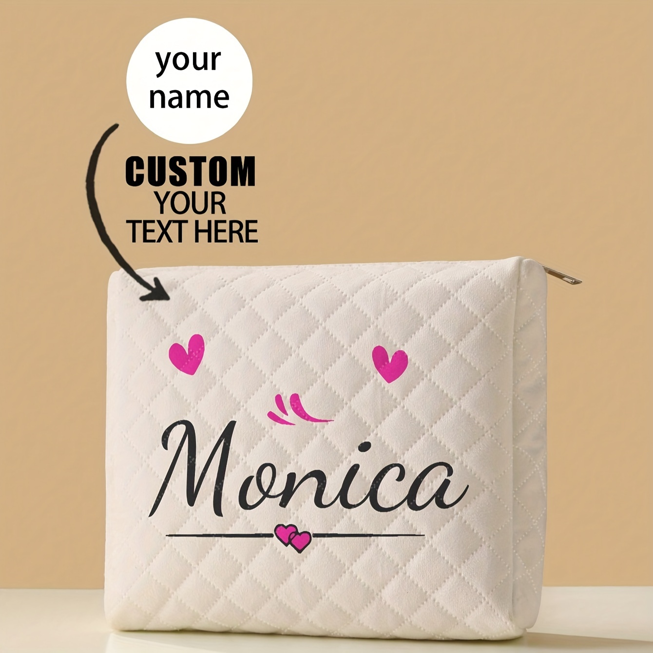 

Zippered Makeup Organizer - Portable Toiletry Travel Bag, Polyester,