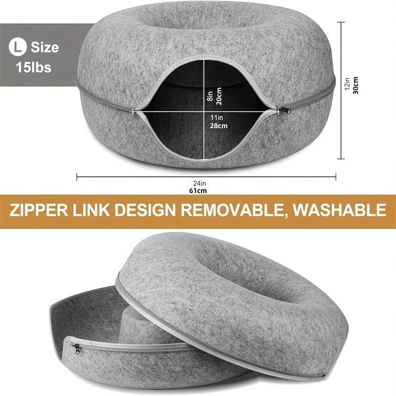 BANBERS Cat Tunnel Bed, Cat Tunnel, Indoor Cat Hiding Place, Donut Cat Bed, All-season Cat Bed And Cat Hole (dark Gray, Light Gray, 20 Inches, 24 Inches)