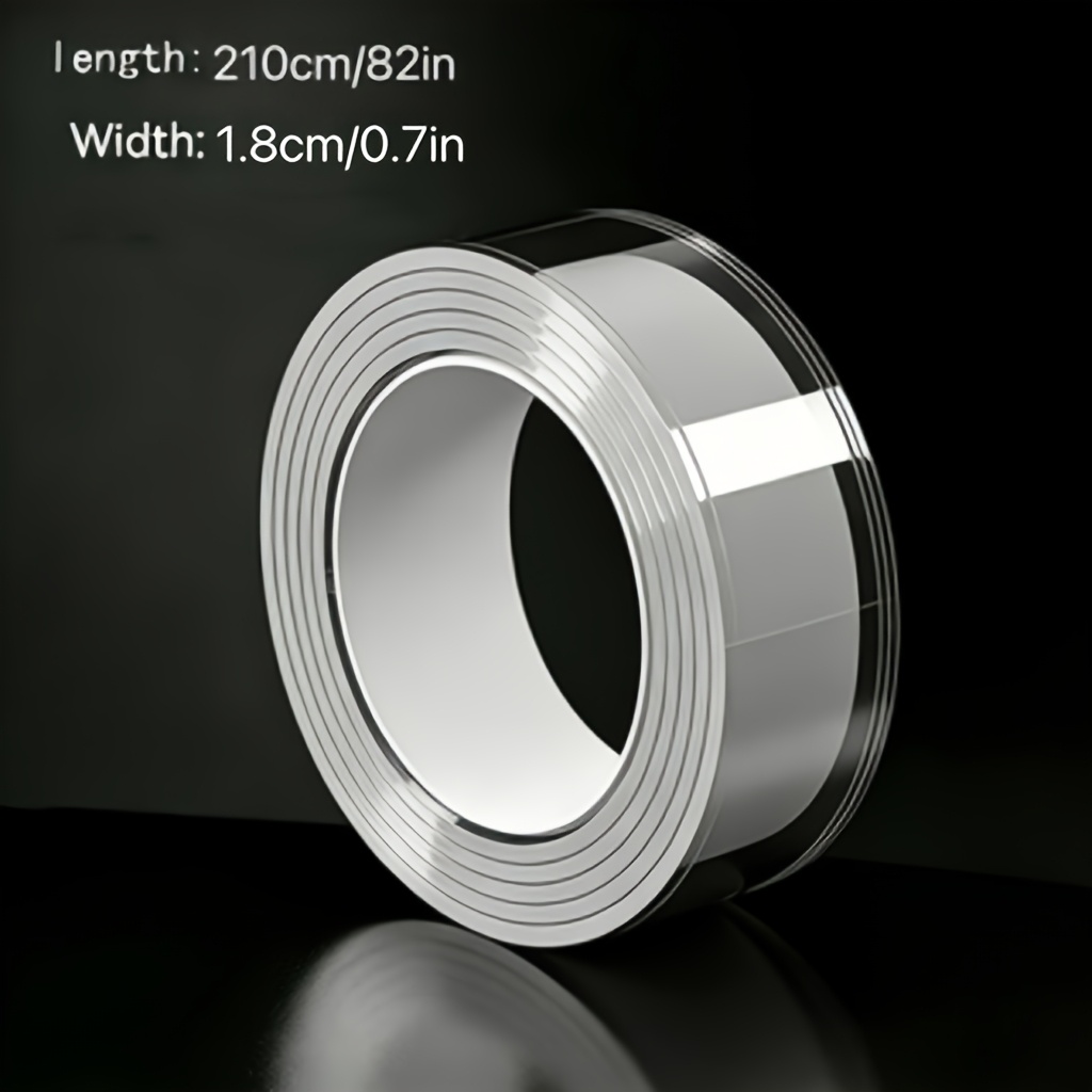 TEMU 1 Roll Heavy Duty Nano Double-sided Tape, 2.1 Meters/82.68 Inches Long - Reusable, Tidy And Washable Strong Adhesive Strip, Suitable For Home,