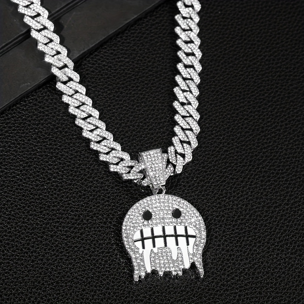Hip Hop Ice Face Pendant Cuban Chain Necklace