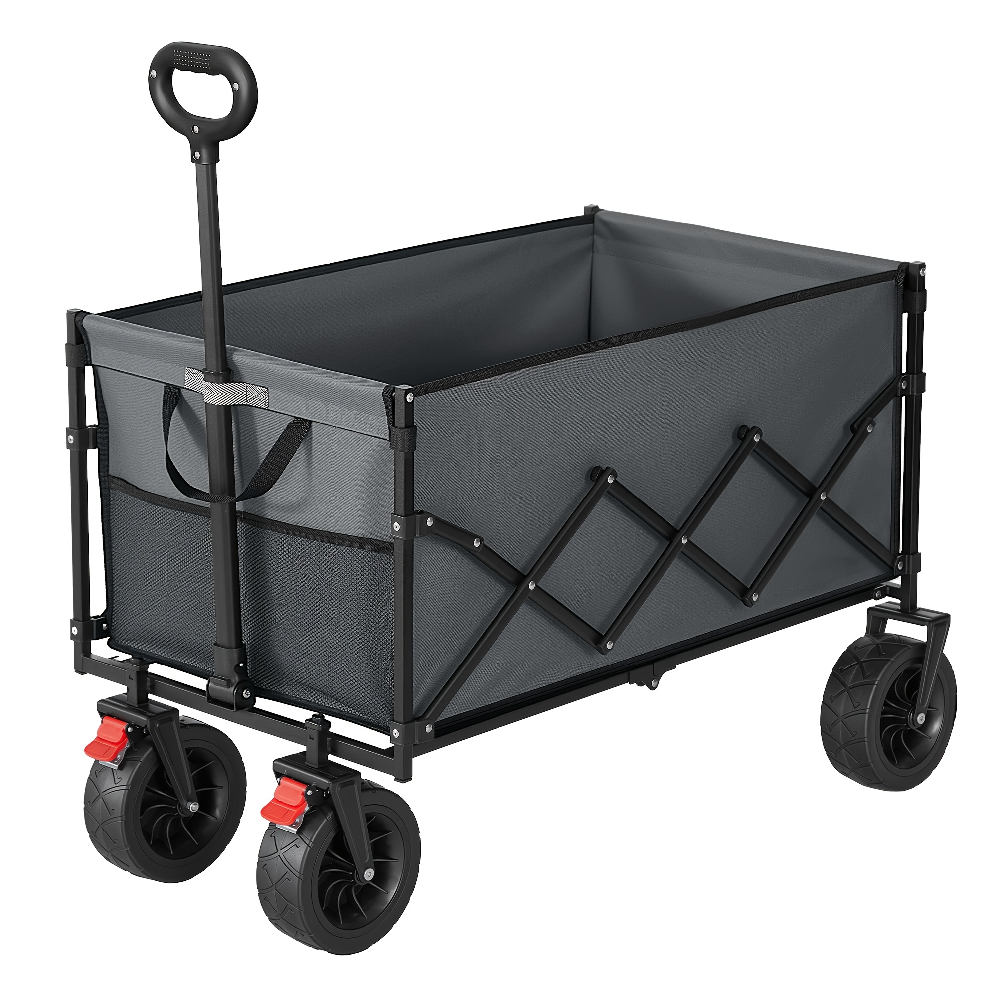 TEMU Carro de jardín plegable con capacidad de 200L, asa, uso en exteriores, carga de 180 kg