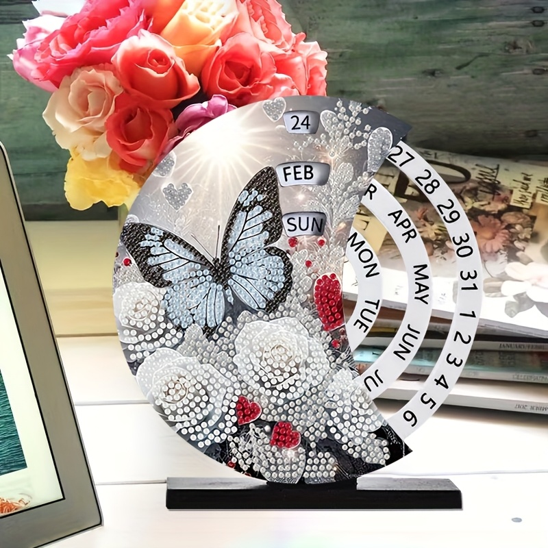 TEMU Diamond Painting Rotating Calendar Kit - Featuring A And With Special Shaped Diamonds, This Craft Includes A Rotating Calendar , Months, And