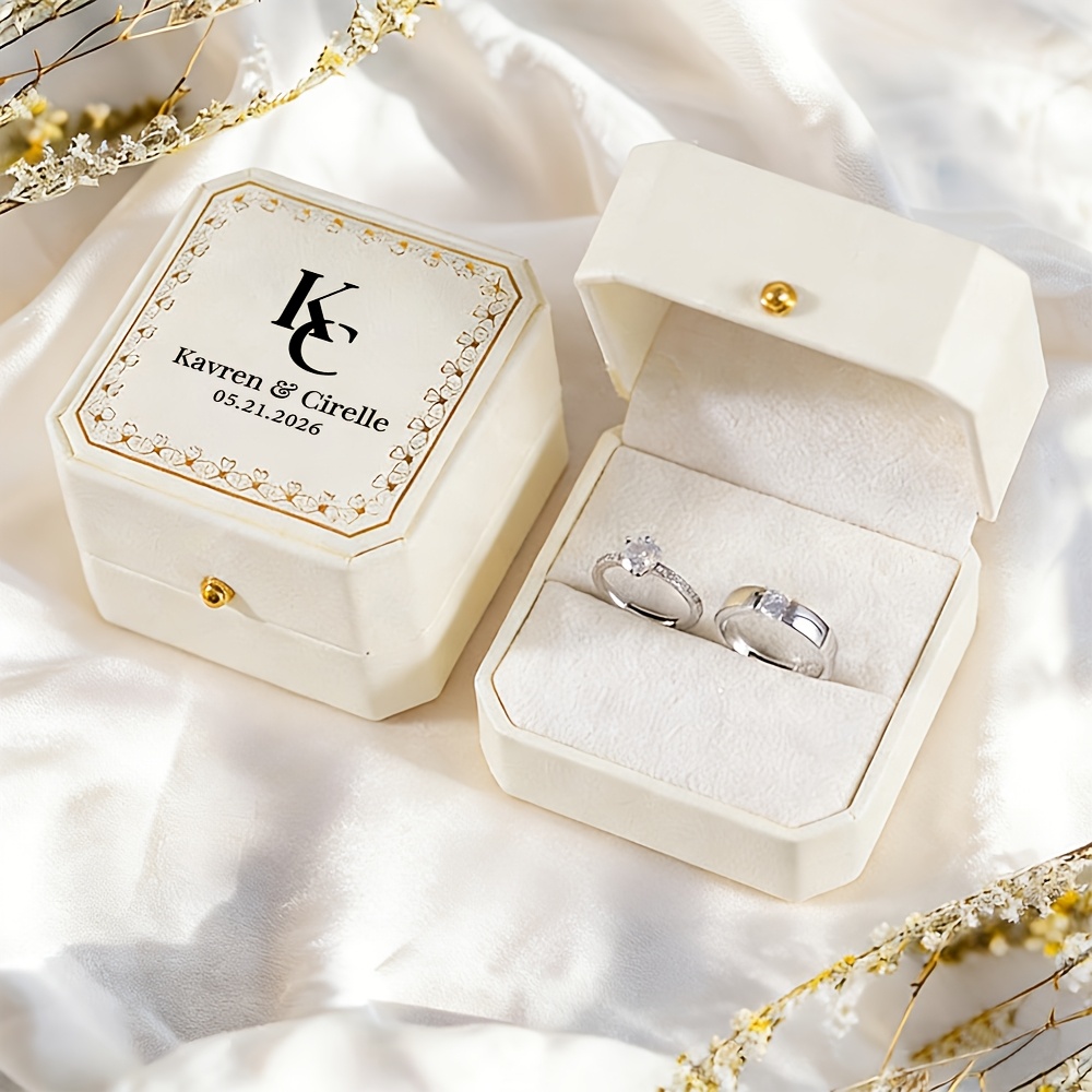 Personalized Wedding Ring Box with Velvet Lining