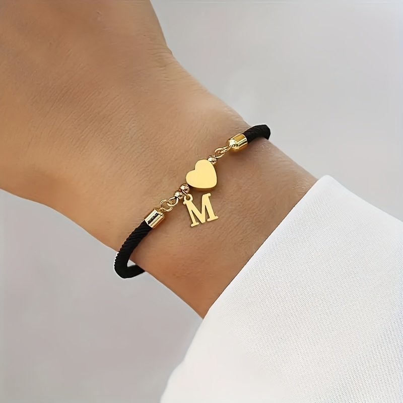 

1pca-z26pcs Fashionable Letter Love Adjustable Milanese Cord Women's Personality Bracelet Holiday Atmosphere Dressing Women's Bracelet Perfect Fashion Bracelet To Give To Relatives, Friends And Lovers