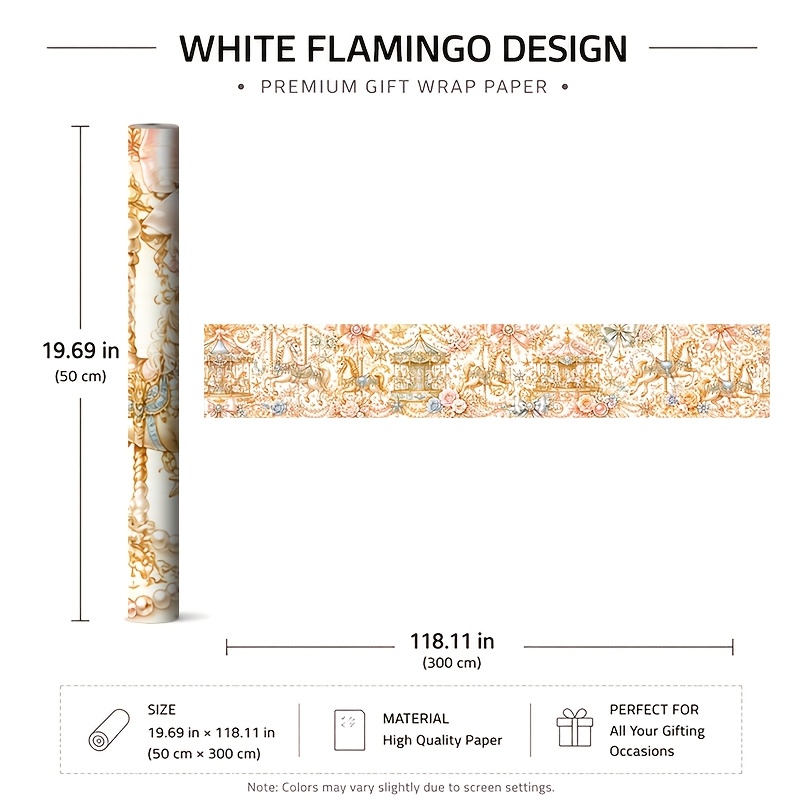 TEMU 1 Rouleau 50x300cm (19.7x118.1in) Papier Cadeau Emballage Décoratif à Motif Floral , Parfait pour , Anniversaires & Fêtes, , Facile à Emballer,