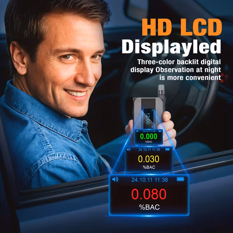 smart voice alcohol tester usb rechargeable breathalyzer with voice broadcast and 10 mouthpieces portable design for personal safety testing Product details 0