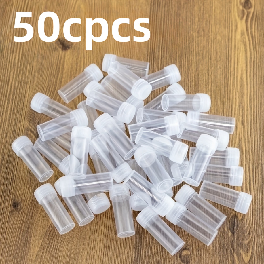 Pack Of 50 Small Plastic Test Tubes With Pet Caps For Storing Pills And Capsules, Each Weighing 0.17 Ounces