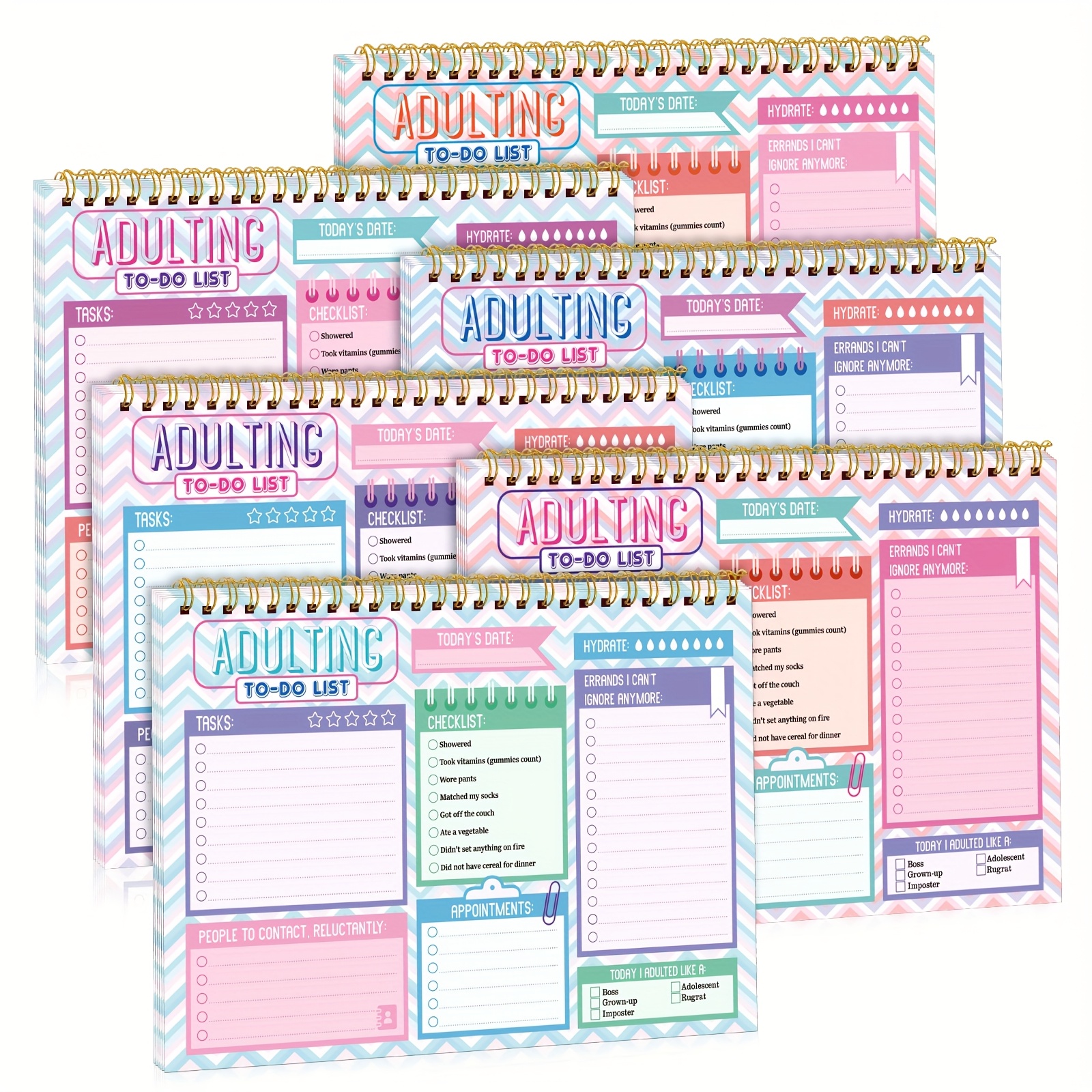 TEMU 6 Pack Adulting To Do List Notepad Daily Ner Notepad To Do List Notebook Undated Checklist Ner For Adult Office Stuffers 7.8 X 5.2 In(adorable,