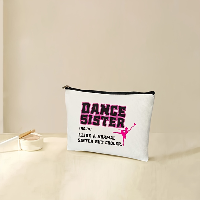 

Dance Sister Polyester Makeup Bag - Fashion Cosmetic Pouch With Zipper, Hand Washable Travel Toiletry Organizer For Vacation, Versatile Party Lover, Lightweight Random Print Storage Case